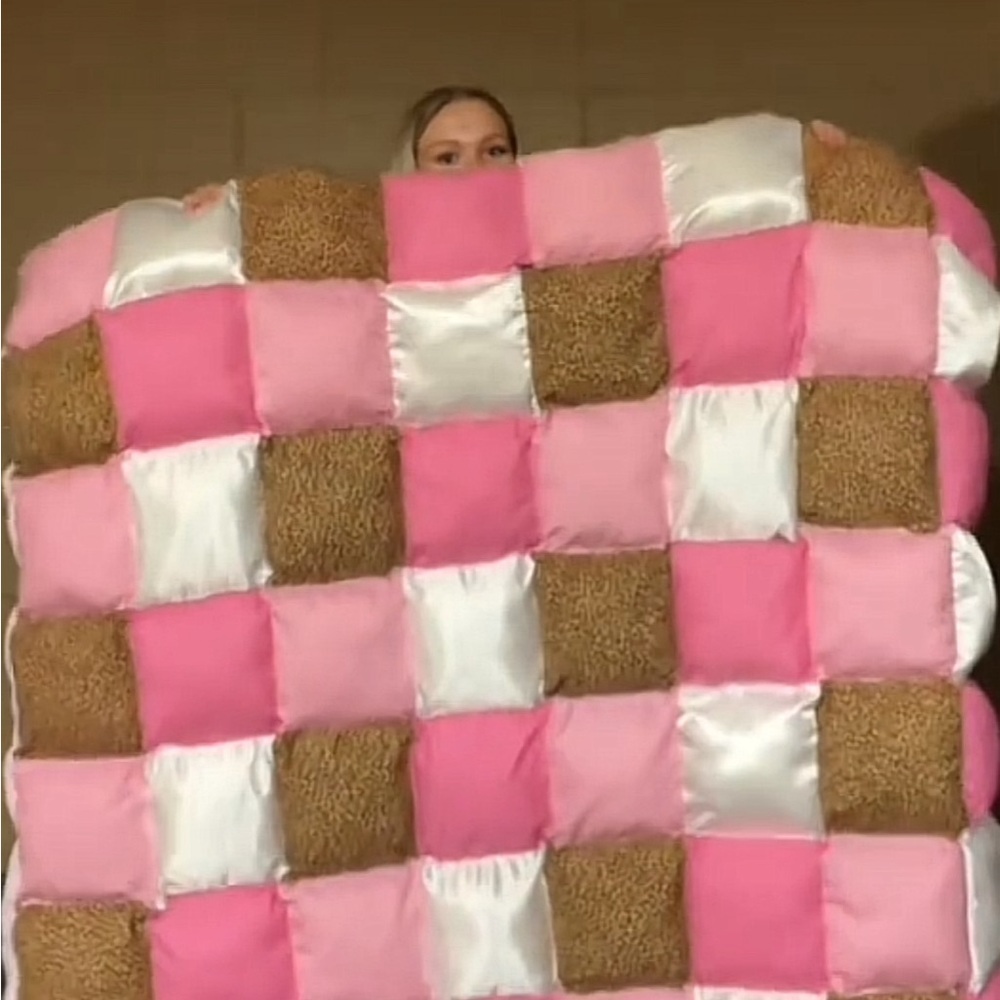 Pink and Brown Checkered Quilt